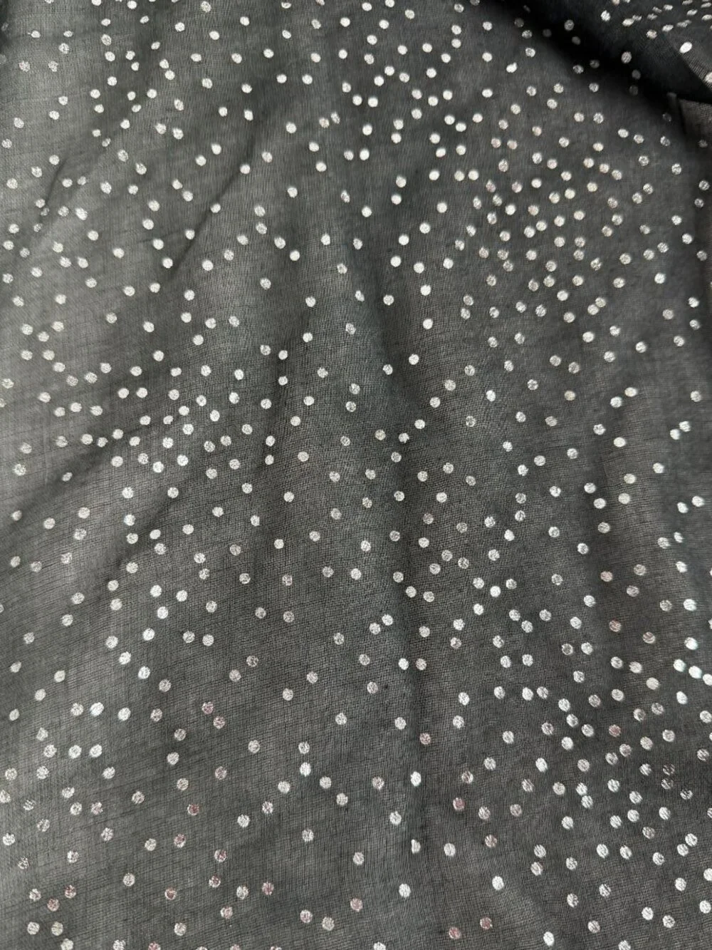 Silver Polka Dot Scarf With Fringe - 72x26 Inches - Lightweight Accessory